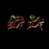 Retro Allure Crimson Glass Earrings