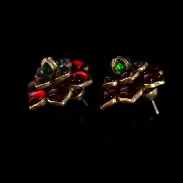 Retro Allure Crimson Glass Earrings