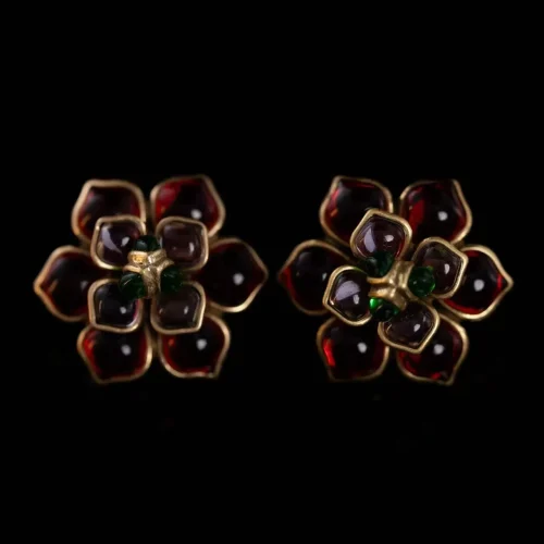 Retro Allure Crimson Glass Earrings
