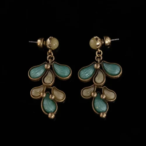 Vintage Copper - Alloy Earrings with Colorful Petal Motifs