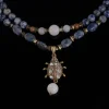 Beaded Necklace with Beetle Pendant