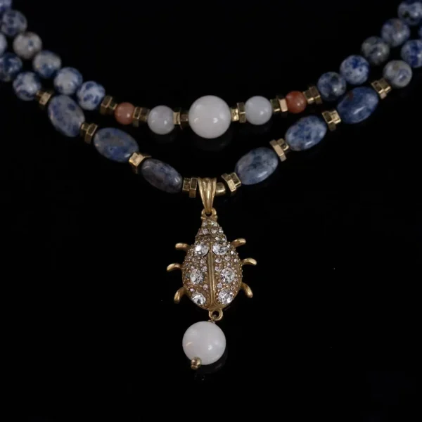 Beaded Necklace with Beetle Pendant