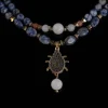 Beaded Necklace with Beetle Pendant