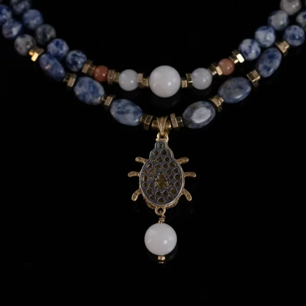 Beaded Necklace with Beetle Pendant