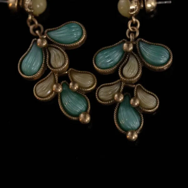 Vintage Copper - Alloy Earrings with Colorful Petal Motifs