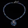 Vintage Distressed Natural Stone Beaded Pendant Necklace