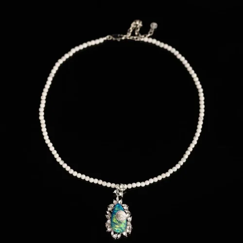 Natural Stone White Crystal Beaded Necklace
