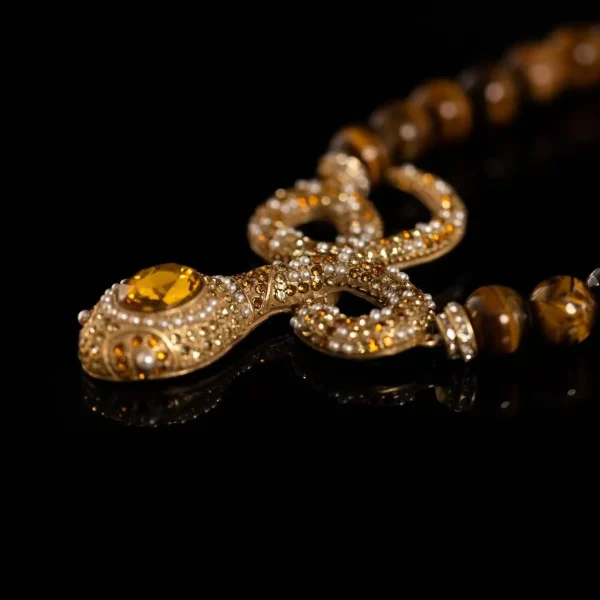Serpent - Shaped Pendant Beaded Necklace