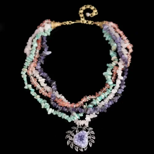 Colorful Natural Stone Chip Necklace