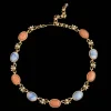 Natural Stone & Pearl Bow - Accent Necklace