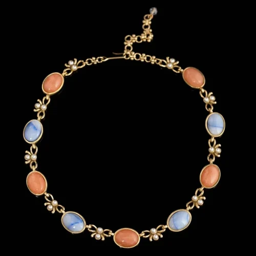 Natural Stone & Pearl Bow - Accent Necklace