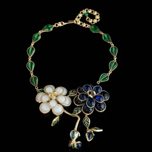 Artistry and Elegance Camellia Enamel Necklace