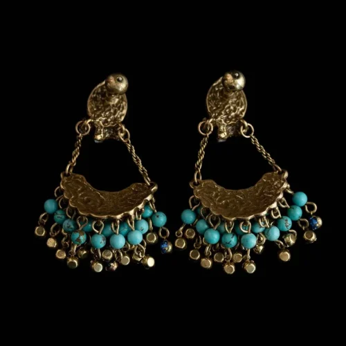 Natural Stone Tassel Fan - Shaped Earrings