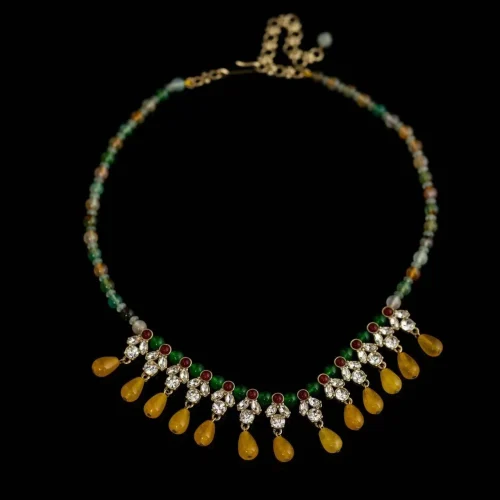 Colorful Beaded Necklace with Zircons