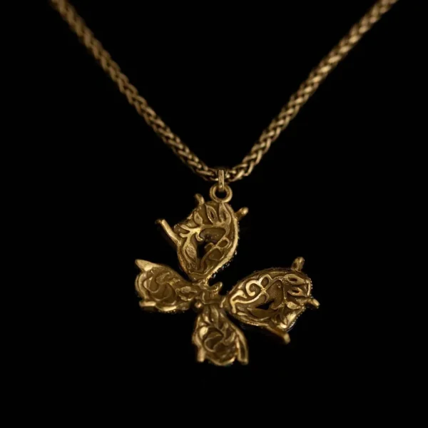 Vintage Gold - Tone Necklace with Colorful Crystal Butterfly Pendant