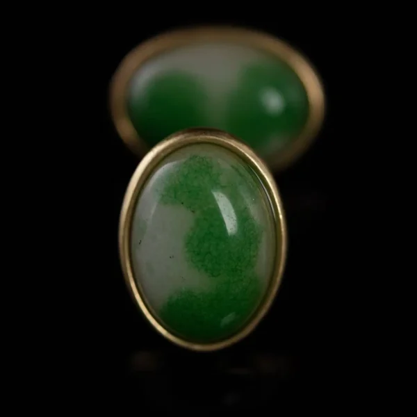 Oval Green Stone Earrings