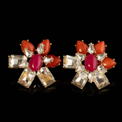 Natural Stone Orange Earrings