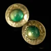 Green Glass Round Earrings