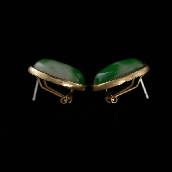 Oval Green Stone Earrings