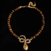 Serpent - Shaped Pendant Beaded Necklace
