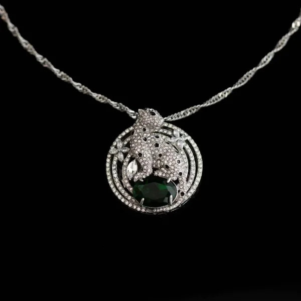 Crystal Zircon Leopard Pendant Necklace