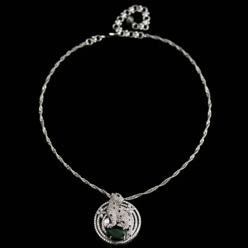 Crystal Zircon Leopard Pendant Necklace