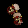 Red Agate and Rose Quartz Multicolor Earrings