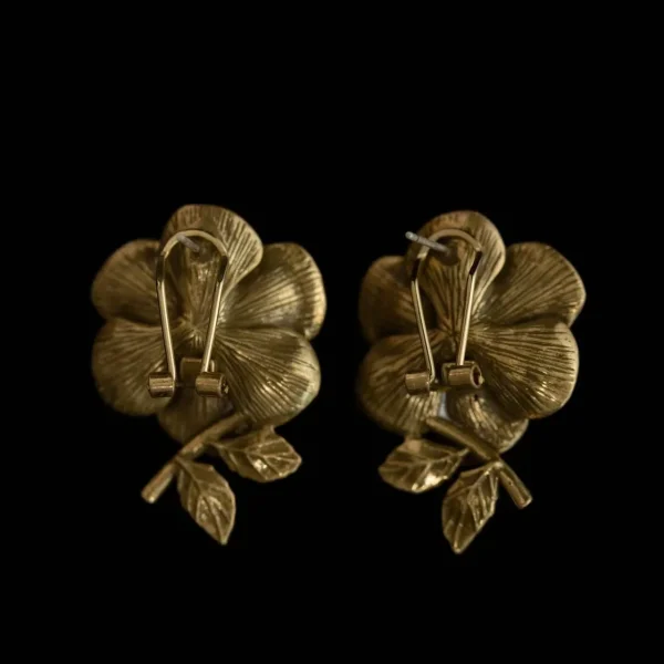 White Enamel Camellia Earrings