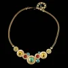 8c4fed340c94b6713e13590bf2798fd Vintage Gold - Tone Necklace with Round Multi - Color Agate Glass