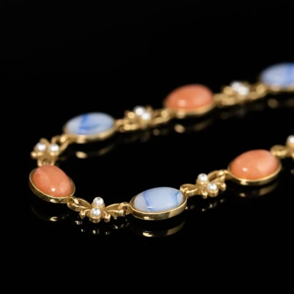 Natural Stone & Pearl Bow - Accent Necklace