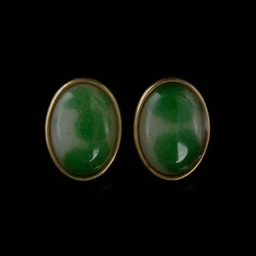 Oval Green Stone Earrings