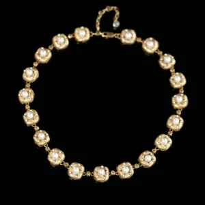 Vintage Flower - Pearl Inlaid Necklace