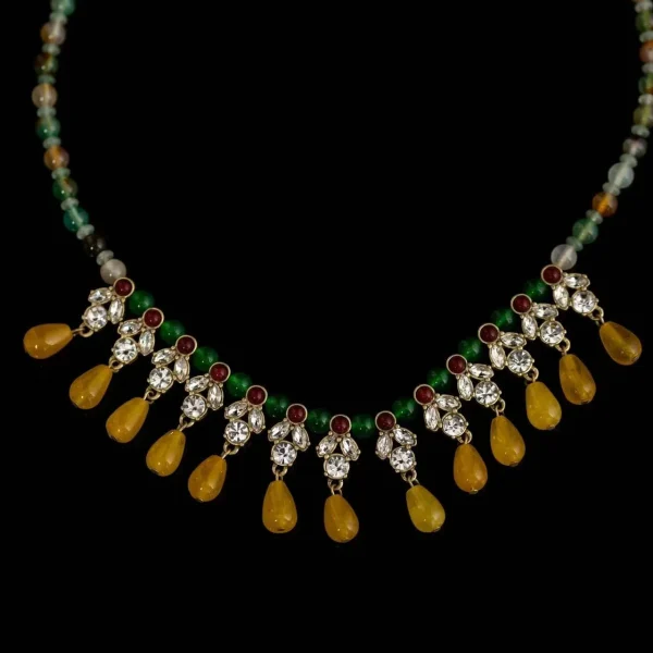 Colorful Beaded Necklace with Zircons
