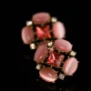 Vintage Pink Cat's Eye Stone Earrings