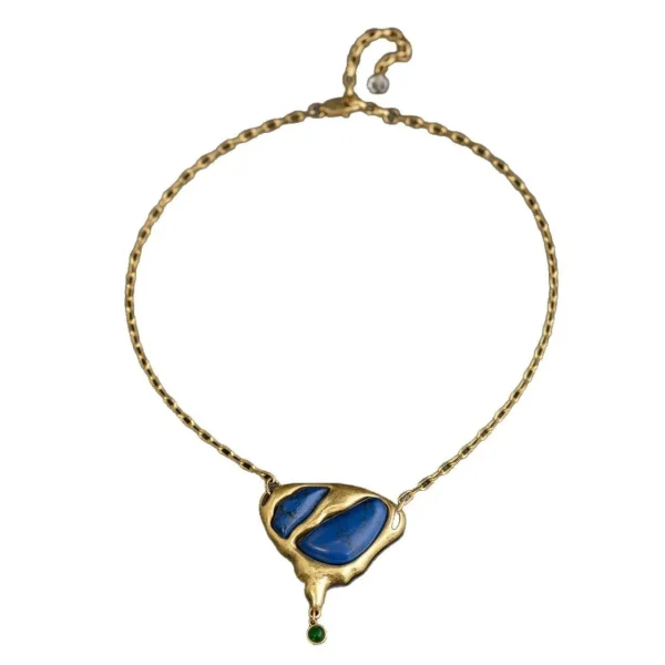 Vintage Gold - Washed Irregular Natural Stone Necklace