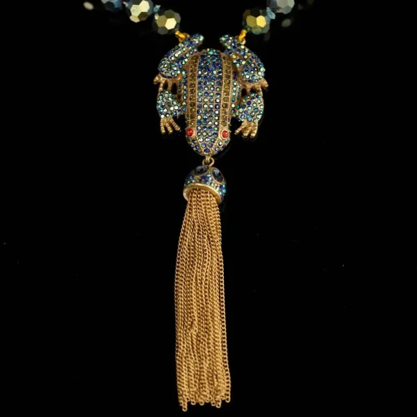 Blue Frog Pendant Necklace