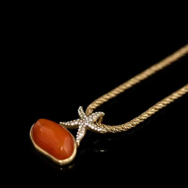 Retro - Gold Natural Stone Necklace