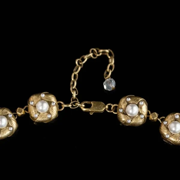 Vintage Flower - Pearl Inlaid Necklace