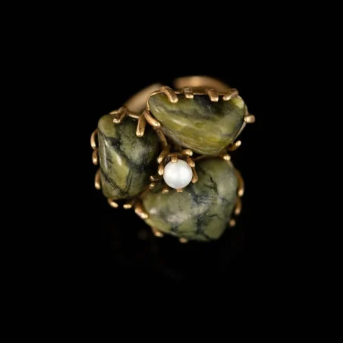 Vintage Court - Style Brass Alloy Green Ring