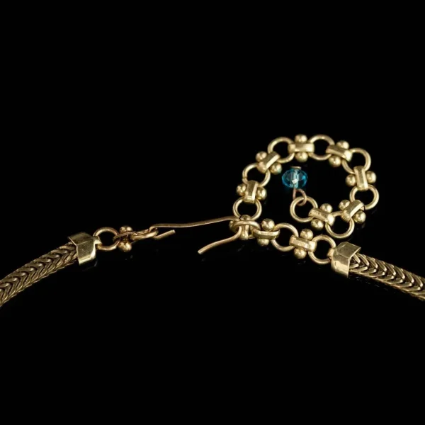 e0a7496759996a2e29876c879132a0f Vintage Gold - Tone Necklace with Round Multi - Color Agate Glass