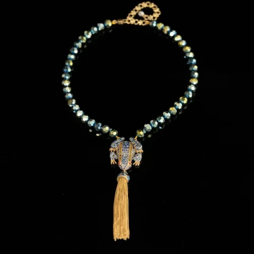 Blue Frog Pendant Necklace