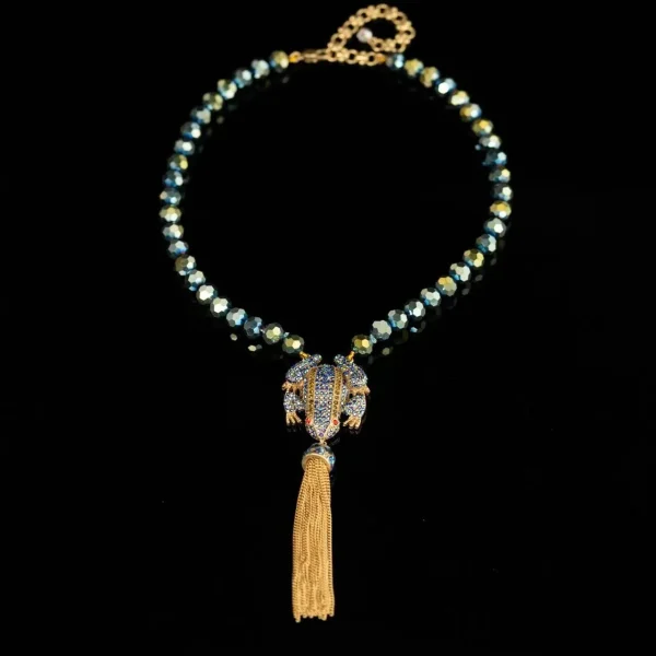Blue Frog Pendant Necklace