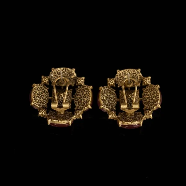 Vintage Pink Cat's Eye Stone Earrings