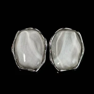 White Enamel and Blue Glass Earrings
