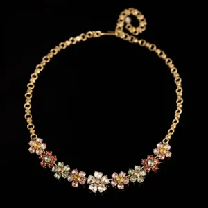 Colorful Crystal Flower Necklace