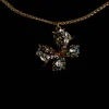 Vintage Gold - Tone Necklace with Colorful Crystal Butterfly Pendant