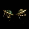 Green Glass Round Earrings