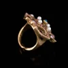 Square Ring with Zircon and Colorful Gem Inlays