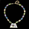 High - End Fashion Colorful Crystal Enamel Necklace